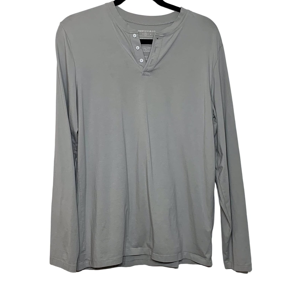 EUC Paper Denim &‎ Cloth Light Gray UPF 50+ Henley Long Sleeve T-shirt